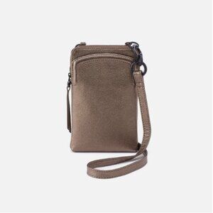 Nila Phone Crossbody in Pebbled Metallic Leather